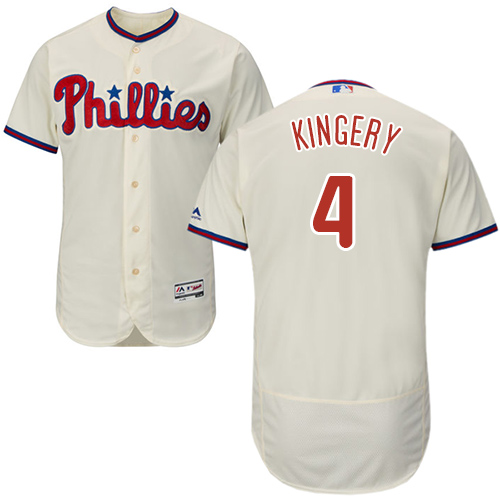 Phillies #4 Scott Kingery Cream Flexbase Authentic Collection Stitched MLB Jersey - Click Image to Close